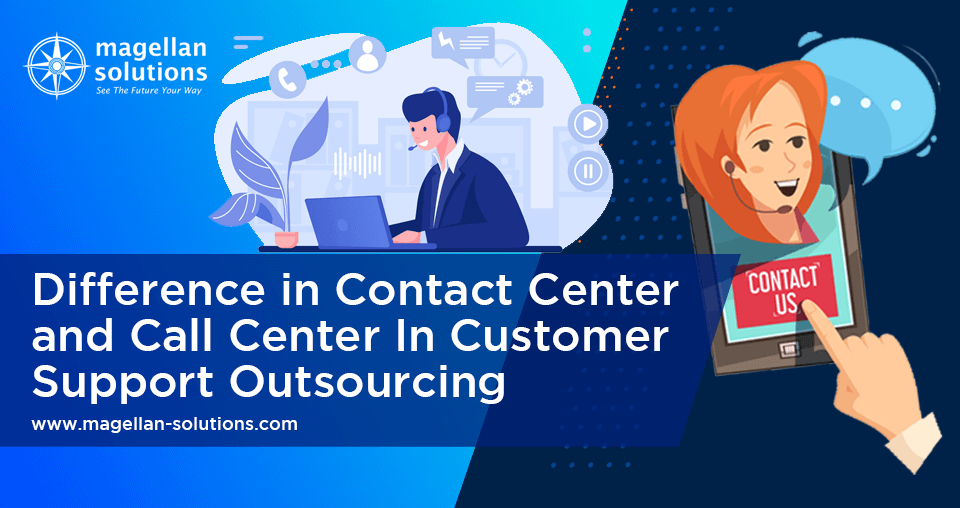 blog banner for Difference in Contact Center and Call Center In Customer Support Outsourcing